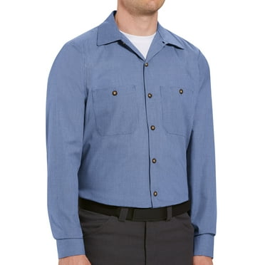 Red Kap Men's Long Sleeve Geometric Microcheck Work Shirt