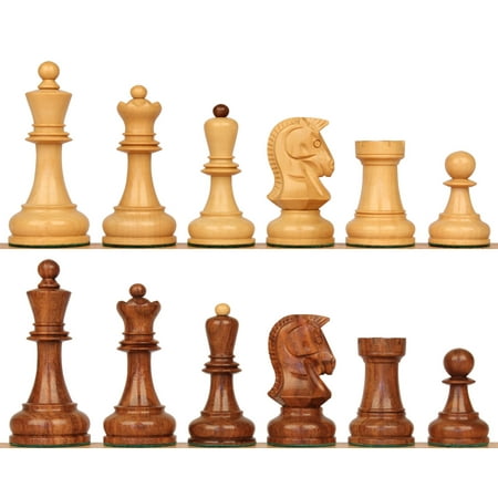 The Dubrovnik Championship Chess Set with Golden Rosewood & Boxwood Pieces - 3.9" King