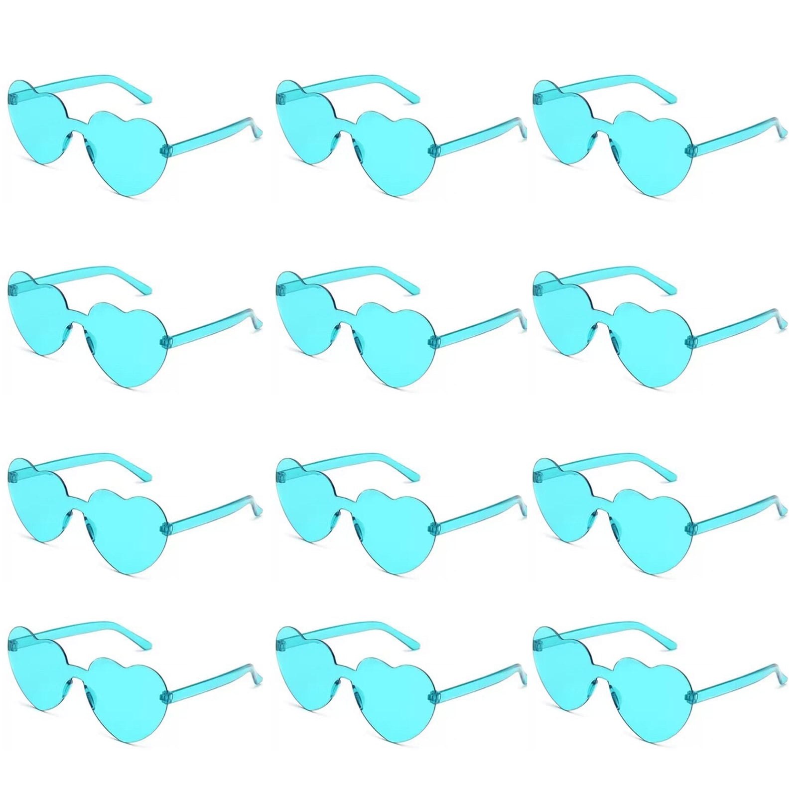 12PCS Heart Sunglasses for Women Transparent Heart Shaped Sunglasses