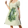 thumbnail image 2 of Vestido sin mangas con diseño de dragón del bosque verde mágico para mujer, vestido de dama de honor para mujer., 2 of 8
