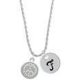 thumbnail image 1 of Delight Jewelry Silvertone Disc with Crystal Peace Sign Silvertone Script Initial Disc - F - Charm Necklace, 20"+3", 1 of 4