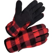 Angle View: HUOGUO Winter Gloves with Premium Genuine Deerskin Suede Leather and Windproof Polar Fleece (Unisex SD8662T/M, Warm 3M Thinsulate Insulation) Red Medium