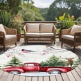 thumbnail image 4 of Round Rugs 5Ft, Christmas Round Area Rug Washable Indoor Throw Carpet, Red Truck Birds Xmas Tree Snowflake Winter Soft Non Slip Circle Rug for Cabinet Bathroom Home Decor Aesthetic, 4 of 8