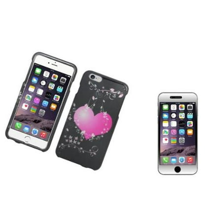 - Insten Hearts Hard Case For Apple iPhone 6s Plus / 6 Plus - Black/Pink (with Shatter-Proof Tempered Glass LCD Protector)