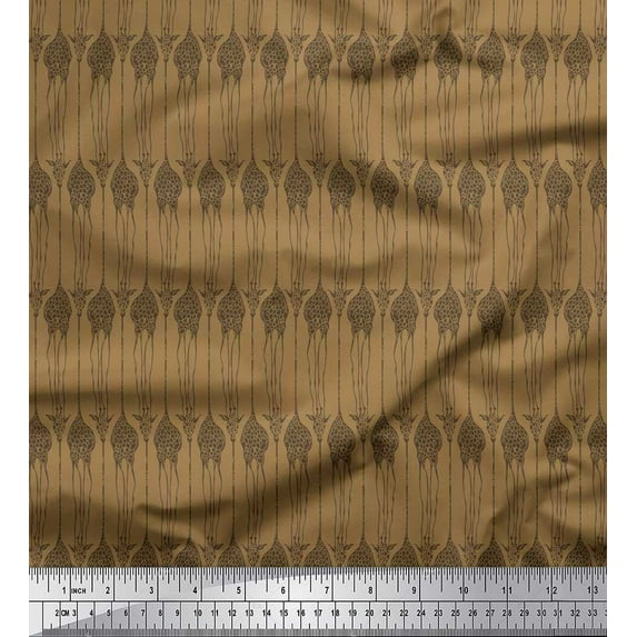 Soimoi Brown Moss Georgette Fabric Giraffe Animal Print Fabric by The Yard 42 Inch Wide