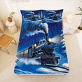 thumbnail image 5 of Manfei Classic Train Bed Sheets,Snowy Pine Trees Full Size Sheets,White Blue,4 Pieces,1 Flat Sheet, 1 Fitted Sheet and 2 Pillowcases, 5 of 6