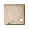thumbnail image 3 of 8 inch Round Double Loop Bangle Bracelet w/ Heart medal charm w/ December Blue Swarovski Crystal, 3 of 3