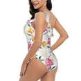 thumbnail image 4 of Sikiie Colorful Flowers Print Women One Piece Swimsuits Tummy Control One Shoulder Bathing Suits Ruffle Swimwear, From S to XXL-XX-Large, 4 of 6