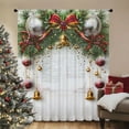 thumbnail image 3 of SPEKSEE 1Pc Christmas Sheer Curtains for Living Room, Red Bow Christmas Bells Snowy Scene Pine Branches Voile Curtain Drapes for Bedroom Light Filtering & Privacy Winter Holiday Window Treatment, 3 of 30
