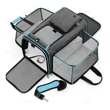 Portable Pet Shoulder Bag Cat Carrier Breathable Puppy Cat Bag Outdoor Travel Backpack Pet Dog Cat Transport Carrying Handbag (Blue)