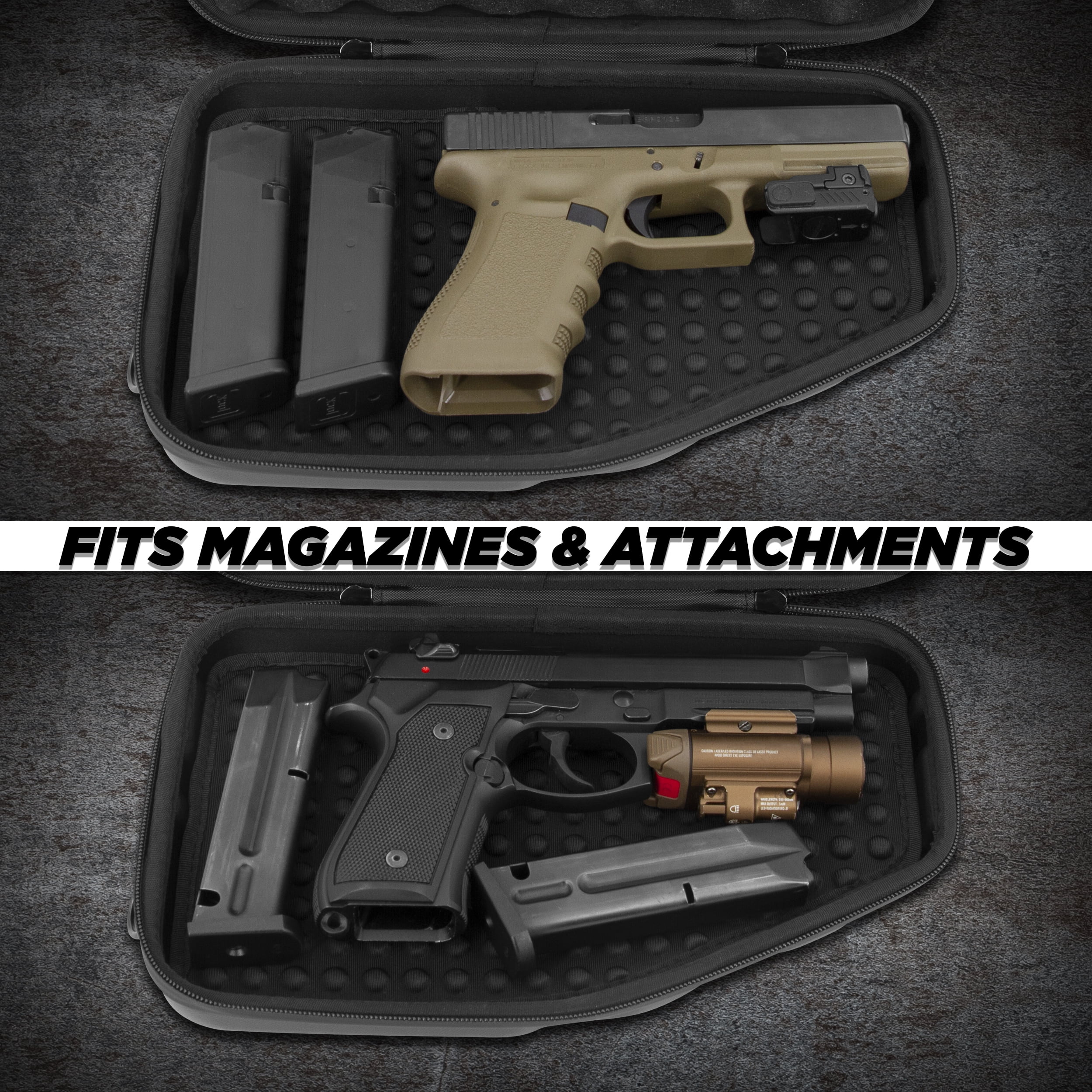 CASEMATIX 12" Pistol Case Fits 9mm Pistols - Premium Hard Handgun Case with Lock Zippers - Case Only