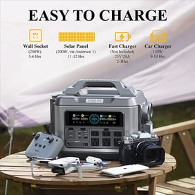 Steelite 1200W Portable Power Station with 6x110V Pure Sine Wave AC Outlets, Peak Power 2600W Backup Lithium Battery Solar Generator, Backup Lithium Battery for Camping Home Outage Outdoor