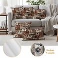 thumbnail image 6 of Country Patch Plaid Outdoor Waterproof Pillow Covers, Brown Farmhouse Retro Bear Deer Cabin Decorative Square Throw Pillowcase Sofa Cushion Sham for Patio/Couch/Chair, 24"x24" 2 Pack, 6 of 8
