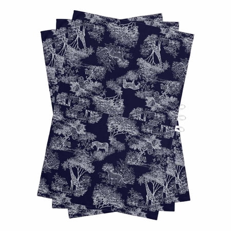 Vintage Giraffe Kitchen Towels Set of 3 Water Absorbent Dish Towel Retro Rustic Animals Blue Forest Tree Decorative Hand Towels - Quick Drying Cloth for Cooking Baking 18x28 Inch