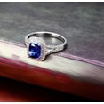 thumbnail image 4 of 7x5mm Emerald Cut 2 Carat Blue Sapphire and Moissanite Diamond Halo Engagement Ring in 10k White Gold, 4 of 5