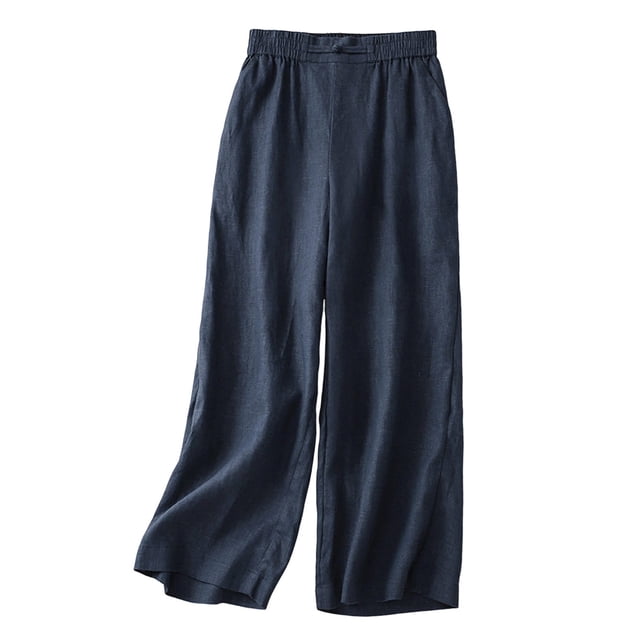 Trousers High Waisted Nine - Point Loose Inset Hot Pants - Women's Casual Pants, Polyester Blend, Spring - Autumn Wear, Sizes
