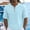 Blue, variant on Men's Collarless Vacation Shirt, Short Sleeve Button-Down Casual Top, Lightweight for Beach & Travel Navy XL