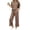 Brown, variant on Bosfbaoi Two Piece Sets for Women Short Sleeve Crew Neck T‑Shirt High Waist Drawstring Wide Leg Pants Casual Loungewear Sets