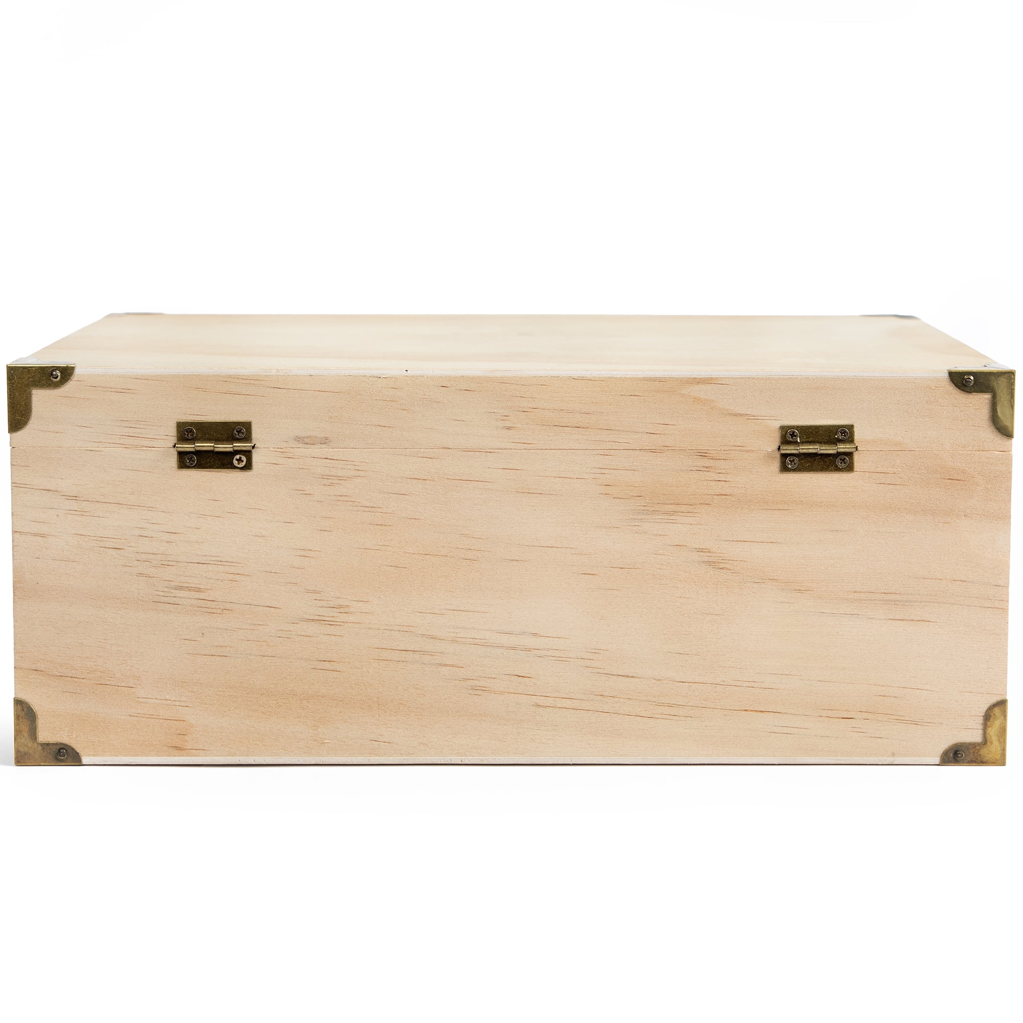 (2 pack) Cousin DIY Unfinished Wood Keepsake Storage Box with Metal Latches and Handle, 12.60" x 8.9" x 5"