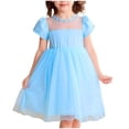 thumbnail image 2 of Vestido de verano de malla de manga corta de color liso para niñas pequeñas y preescolares., 2 of 5