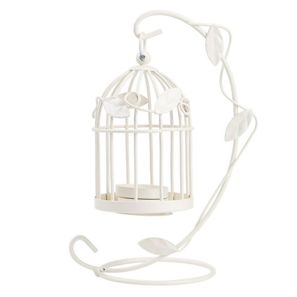 ZPSHYD Feuilles de Fer évider Cage Bougeoir, Cage Vintage Chandelier Suspendu Lanterne Fer Feuilles Cage Bougeoir pour Décoration de Maison(Blanc)