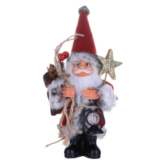 Figurine de Noël Debout en Peluche Santa Claus avec Lampe au Kérosène Ornements de Décoration de Maison Décorations de Vacances
