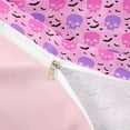 thumbnail image 4 of Homewish Cute Skull Spooky Duvet Cover Queen for Kids, Halloween Bat Print Queen Bedding, Pink Reversible, 3-Piece, 1 Duvet Cover and 2 Pillowcases, 4 of 6