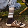thumbnail image 6 of CoCoMangos Womens Mid-Calf Casual Striped Retro Socks Crew Running Cotton Warm Sock Size5-9, 6 of 8