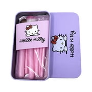 7 Pcs of Hello Kitty Makeup Brushes Set with Pink Metal Box, Great Christmas Gift (Pink)