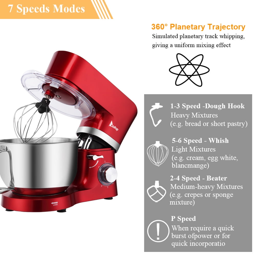 Private Jungle 660W 7-Speed Tilt-Head Kitchen Mixer, with 5.8QT Stainless Steel Mixing Bowl, Beater, Dough Hook, Whisk, Household Use - Red Private Jungle 660W 7-Speed Tilt-Head Kitchen Mixer, with 5.8QT Stainless Steel Mixing Bowl, Beater, Dough Hook, Whisk, Household Use - Red