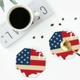 thumbnail image 4 of Fuzoiu American Flag Map Print Leather Coasters Set,Drink Coasters Set of 4,for Tabletop Protection, Durable PVC Coasters,Home Décor and Housewarming Gift-Octagon, 4 of 6