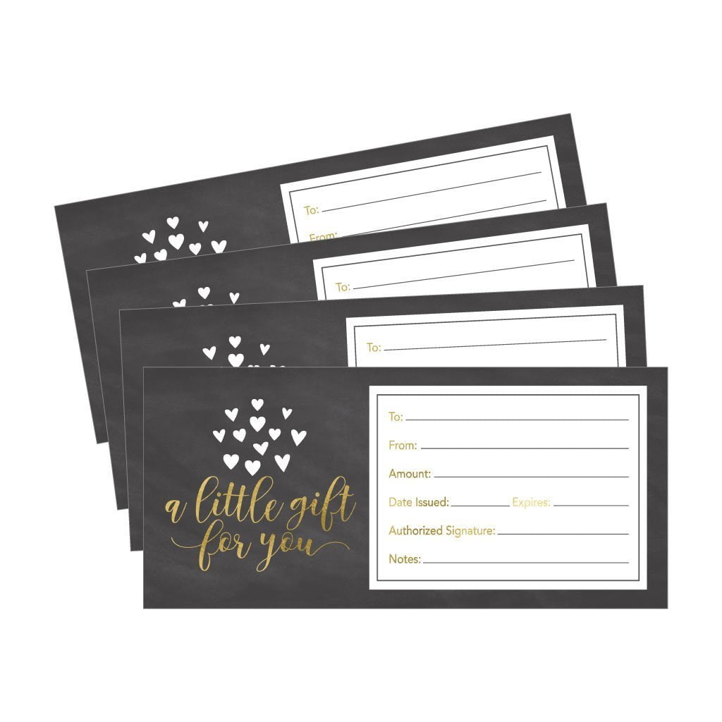 25 4x9 Cute Rustic Blank Gift Certificate Cards For Business Modern Restaurant Spa Beauty Makeup Hair Salon Wedding Bridal Baby Shower Print Custom Personalized Bulk Template Kit Forms Printable Walmart Com