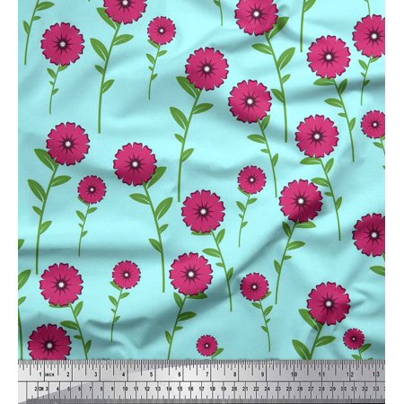 Soimoi Cotton Poplin Fabric Leaves & Floral Clip Art Print Sewing Fabric Yard 56 Inch Wide