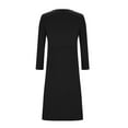 thumbnail image 4 of Cmfcve Women's Plus Size Business Dresses Round Neck Long Sleeve Black Maxi Dress Solid Color Professional Casual Long Dress, 4 of 5