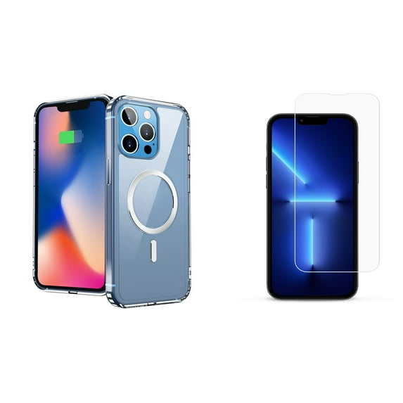 Ultra Clear Case (MagSafe Compatible) and Glass Screen Protector for Apple iPhone 14 Pro - Black