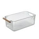 thumbnail image 2 of Caja de Almacenamiento de Plástico Transparente con Asa de Madera - 28,5 × 15,5 × 11,2 Cm. Organizador Apto para Alimentos, Ideal para La Cocina, El Baño o para Guardar Snacks En El Escritorio., 2 of 6