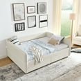 thumbnail image 3 of Newest Daybed with Trundle Upholstered Tufted Sofa Bed, with Two Drawers, Queen Size, Boucle Fabric, Beige, 3 of 9