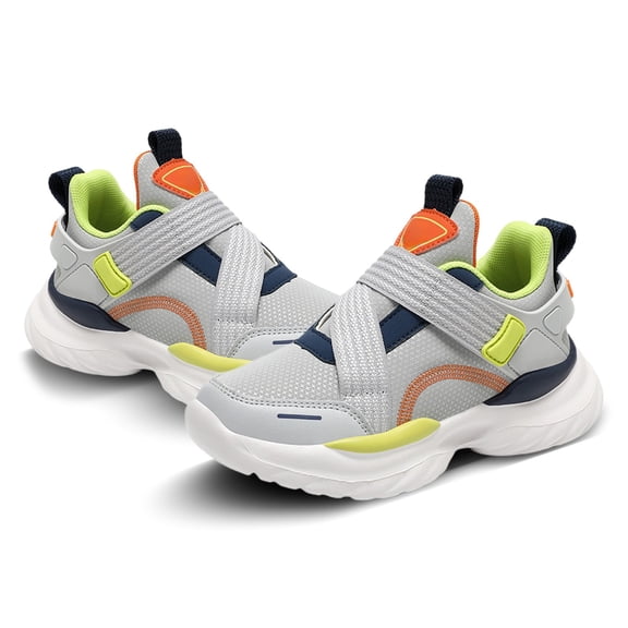 Krdevn Kids' Breathable Sneakers, Hook and Loop Strap Athletic Running Shoes, Lightweight Non- Walking Casual Sports Shoes for Boys & Girls,11-12