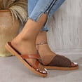 thumbnail image 6 of YYUIJK Women Sandals Slip on Casual Summer Beach Shoes Dress Flats Slippers Brown 7.5, 6 of 7