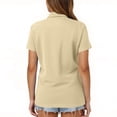 thumbnail image 5 of Women's Short Sleeve Collared Polo Shirts Cotton Quick Dry Tennis Tops Lightweight Breathable Summer Casual Shirts, #01 Khaki, XXL, 5 of 6