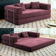 thumbnail image 3 of YINIX 62.9" Sleeper Sofa with Two Pillows, Comfy Modular Convertable Sofa Couch for Living Room, Small Spaces, Red, 3 of 12