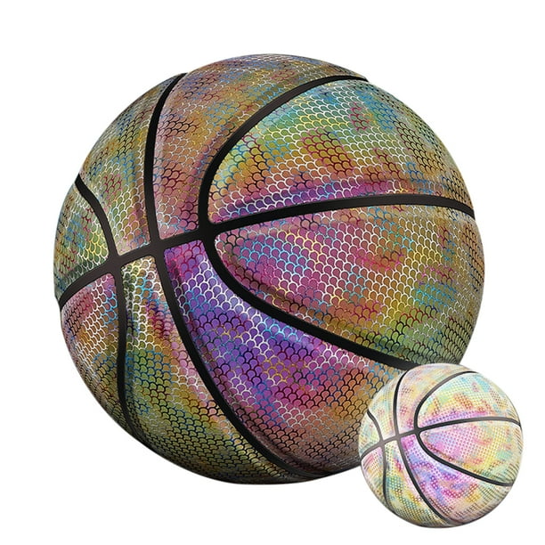 Balón de baloncesto holográfico reflectante de tamaño 7 para juegos nocturnos, iluminado en la oscuridad, regalo para adultos y niños.