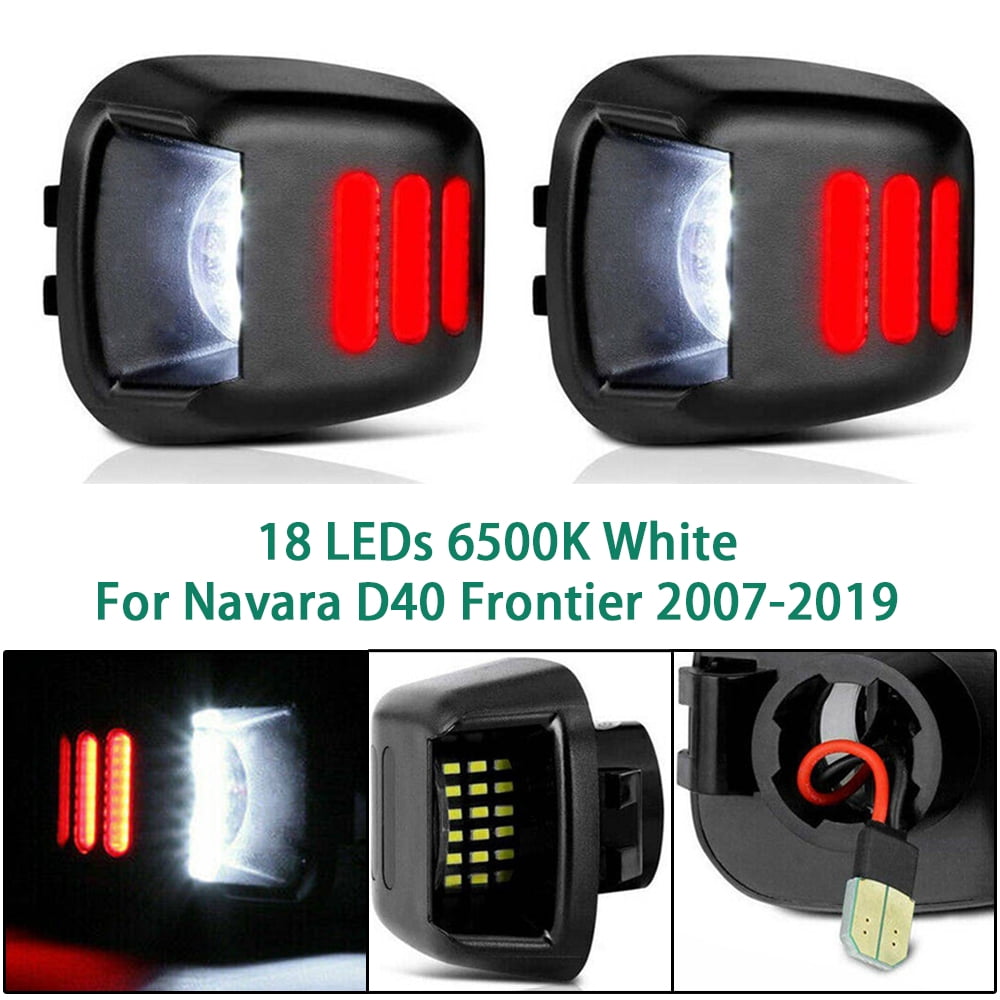 Pair Of Black Rear License Plate Lights – Direct Fit For 2005‑2008 Nissan Navara D40 / Frontier Pickup – Easy Install, 1‑Year Warranty