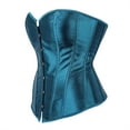 thumbnail image 2 of Women's Satin Corsets Top Plus Size Gothic Overbust Corset Lace up Vintage Bustier Corset Peacock Blue Size XS, 2 of 4