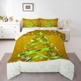 thumbnail image 5 of Homewish Gold Green Xmas Tree Full Size Comforter Sets, Happy New Year Bedding Comforter Set, Teens Kids Boys Girls Reversible Bedding Sets, Lightweight Room Decor, 3pcs, 5 of 8