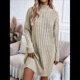thumbnail image 4 of Vestido Informal de Punto con Cuello Alto y Larga para Mujer, Otoño e Invierno, Color Liso, Estilo Jersey, Falda A la Cadera Albaricoque L, 4 of 9