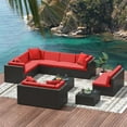 thumbnail image 6 of Homall 12 Pieces Rattan Patio Furniture Conversation Set Outdoor Sectional Sofa for Backyard,Red, 6 of 10