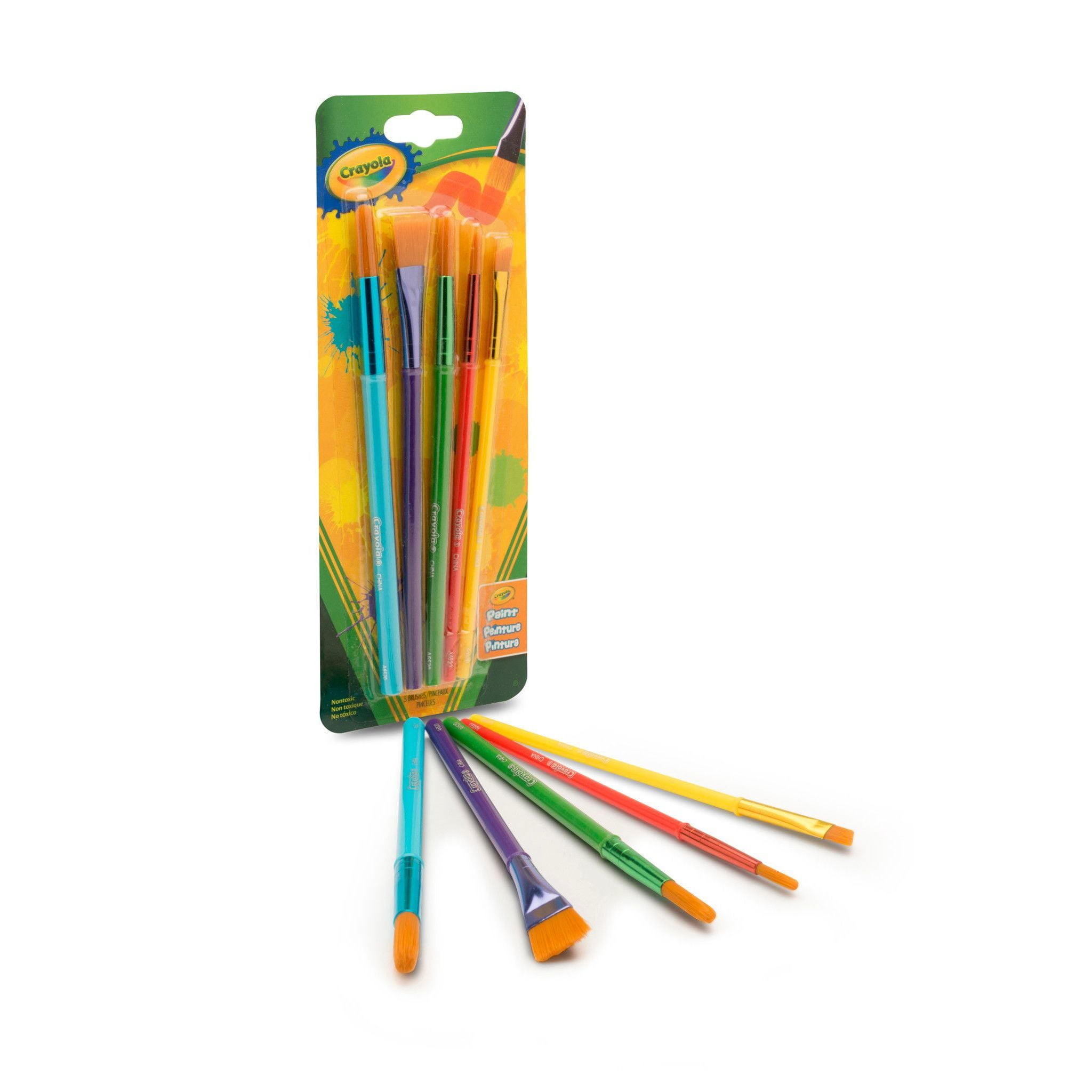 (3 pack) Crayola Paintbrush Set, 5 Paint Brush Styles, School Supplies, Kindergarten Supplies, Kids Paint Supplies