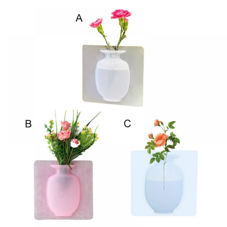KJHSDF Magic Wall Decor Plant Vases Flower Container-Reusable Silicone  Self-Sticking Pot on Any Smooth Surfaces Such as Fridge Door for Home,  Office