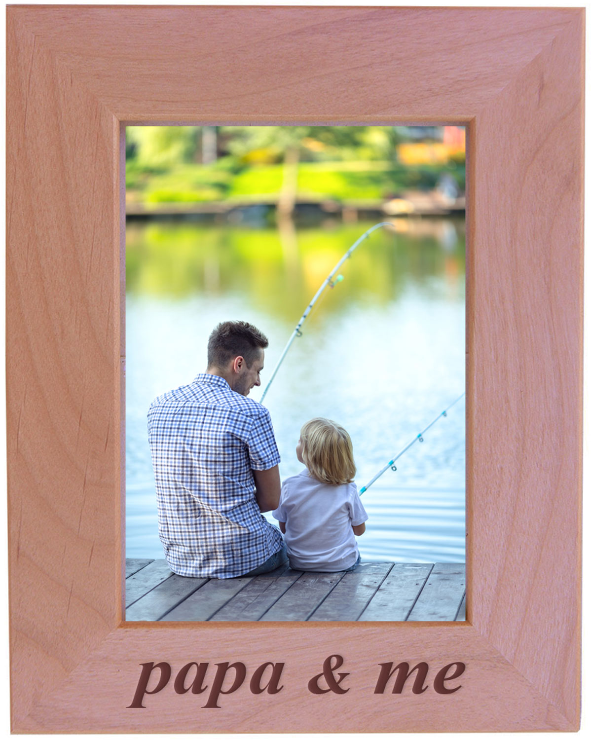 Cornice In Legno D'Ontano Personalizzata 13x18 Cm - Incisione 'L'amore Tra Padre E Figlio Dura Per Sempre'